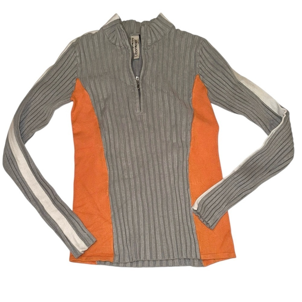 Obermeyer Women’s Vintage Ribbed Half Zip Ski Sweater Small Colorblock Y2K Small